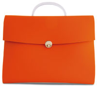 an orange folder