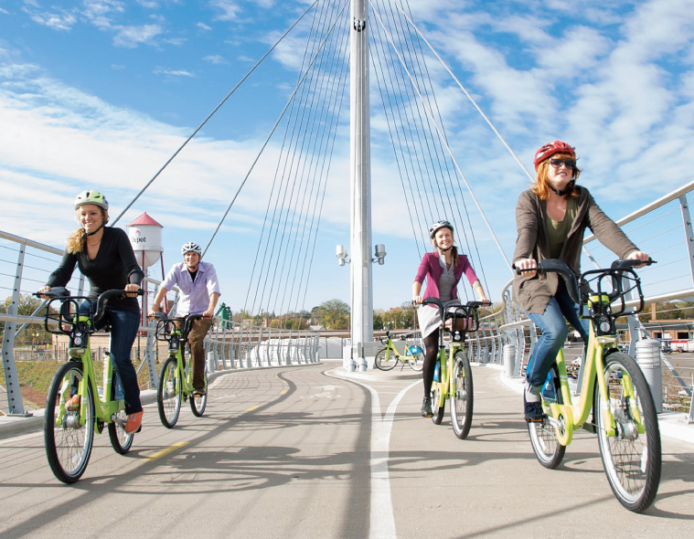 Nice Ride bikes on Hiawatha bridge