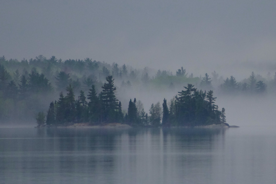 Fog over a lake in the Boundary Waters Canoe Area.