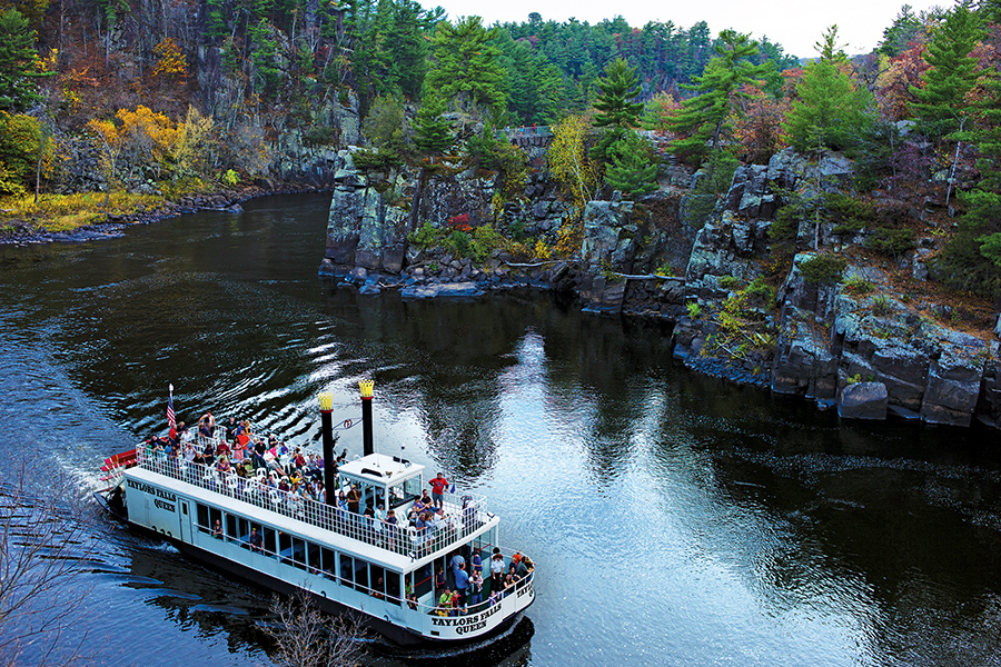 A boat cruise on the St. Croix River in Taylors Falls, Minnesota.