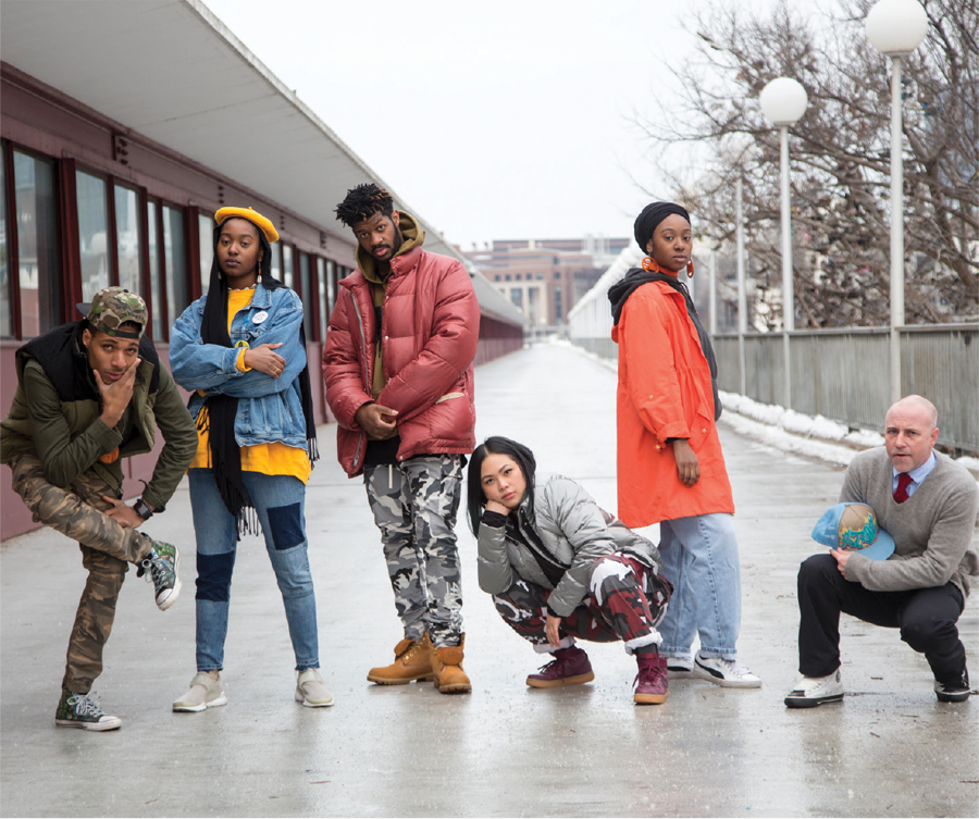 The choreographers of Mixtape Side B pose on Washington Avenue Bridge. Photo by Bill Cameron.