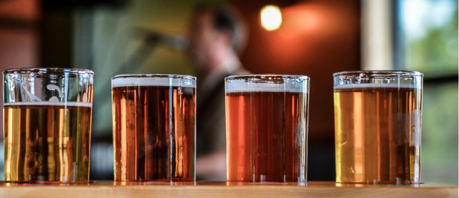 A flight of beer at Castle Danger Brewing in Two Harbors, Minnesota.