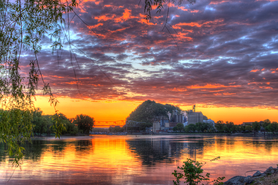 A photo of Bay Point on the Mississippi River at sunset.