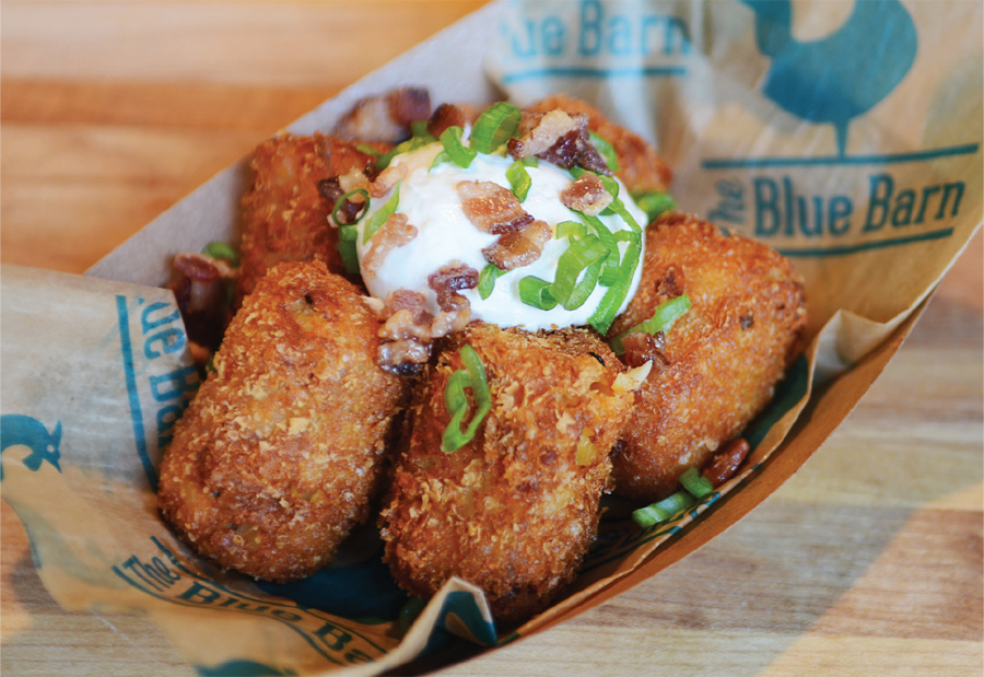 Bacon-stuffed tater tots! New at the Blue Barn.