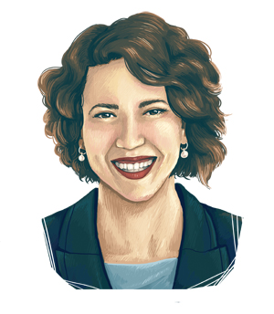 An illustrated portrait of Emily Larson.