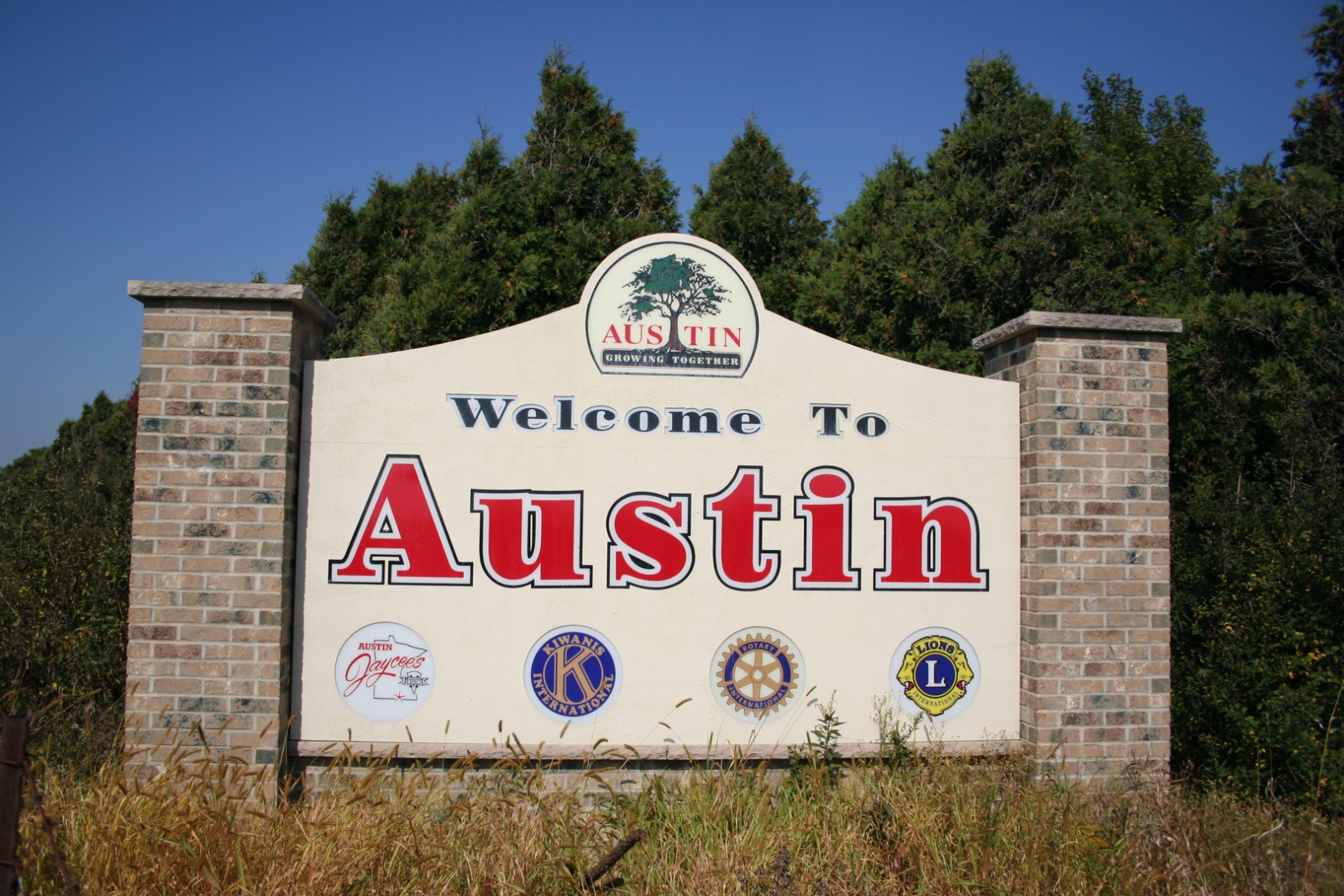 The Welcome Sign to Austin, Minnesota. Courtesy Discover Austin Minnesota.