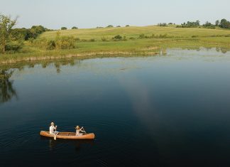 Canoeing on North Union Lake, one of 11 forming Alexandria's Chain of Lakes