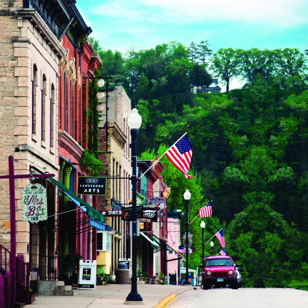 A line of buildings in downtown Lanesboro