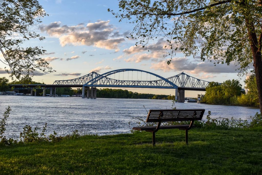 Riverside Park with a view of the bridge