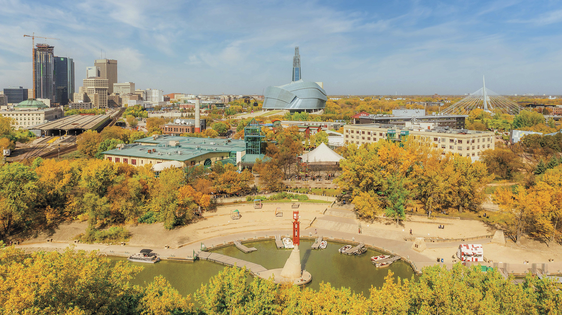 The Forks with the Canadian Museum for Human Rights in the background