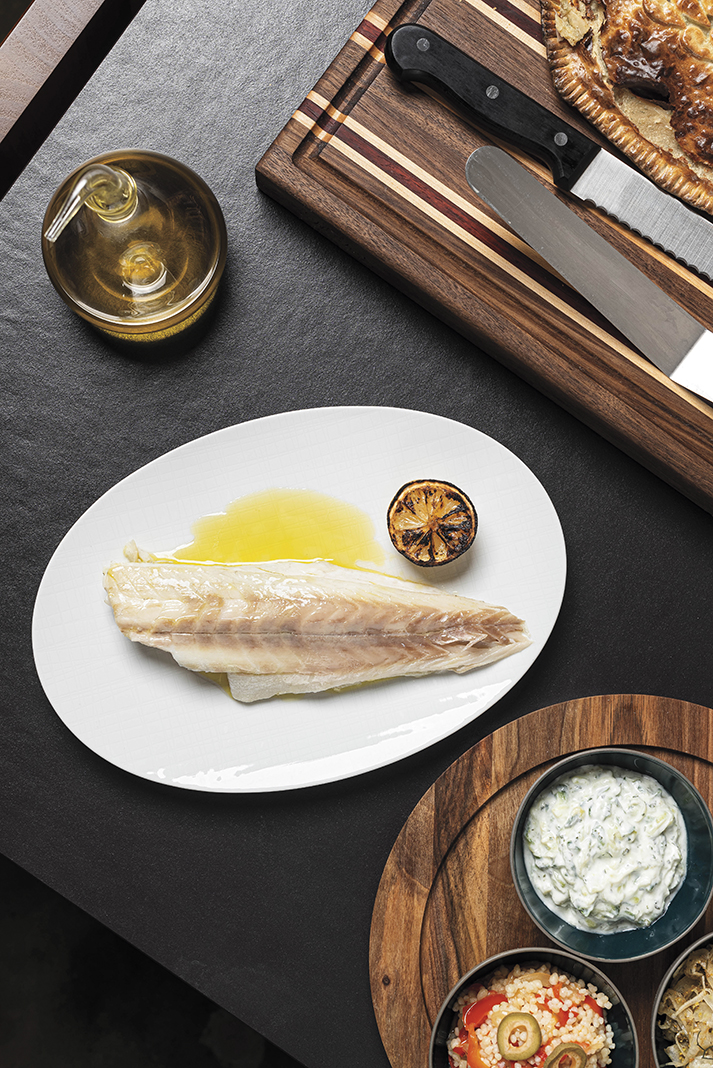 Branzino baked in salt