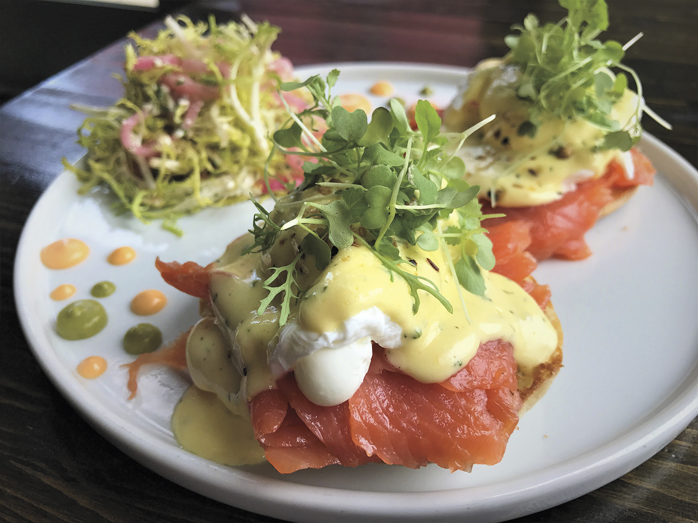 Cold smoked salmon with avocado at Tongue in Cheek