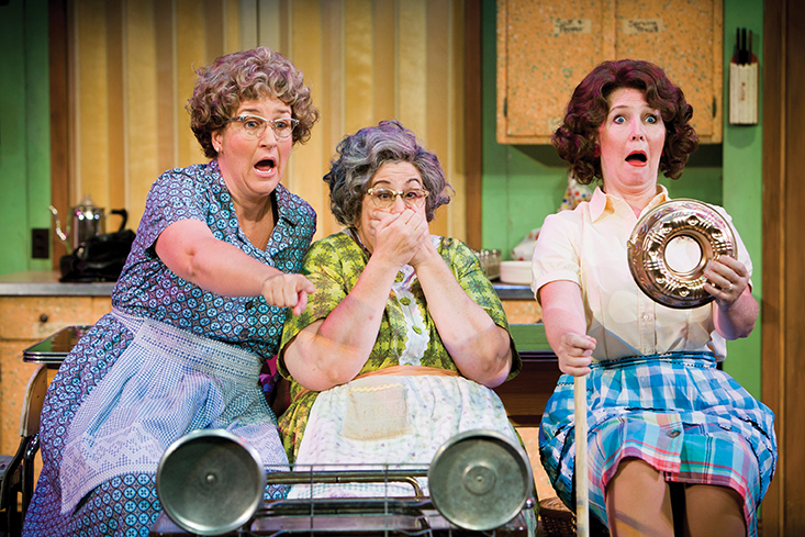 From left to right: Greta Grosch as Mavis Gilmerson, Dorian Chalmers as Karin Engleson, and Janet Paone as Vivian Snustad