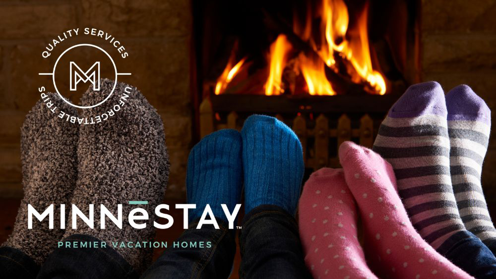 cozy socks in front of fireplace