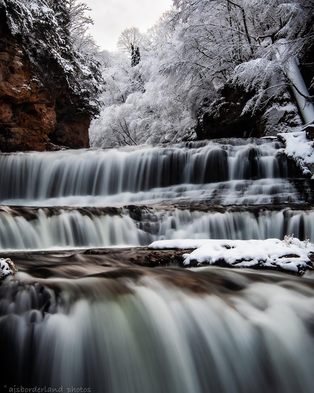 iced over waterfall