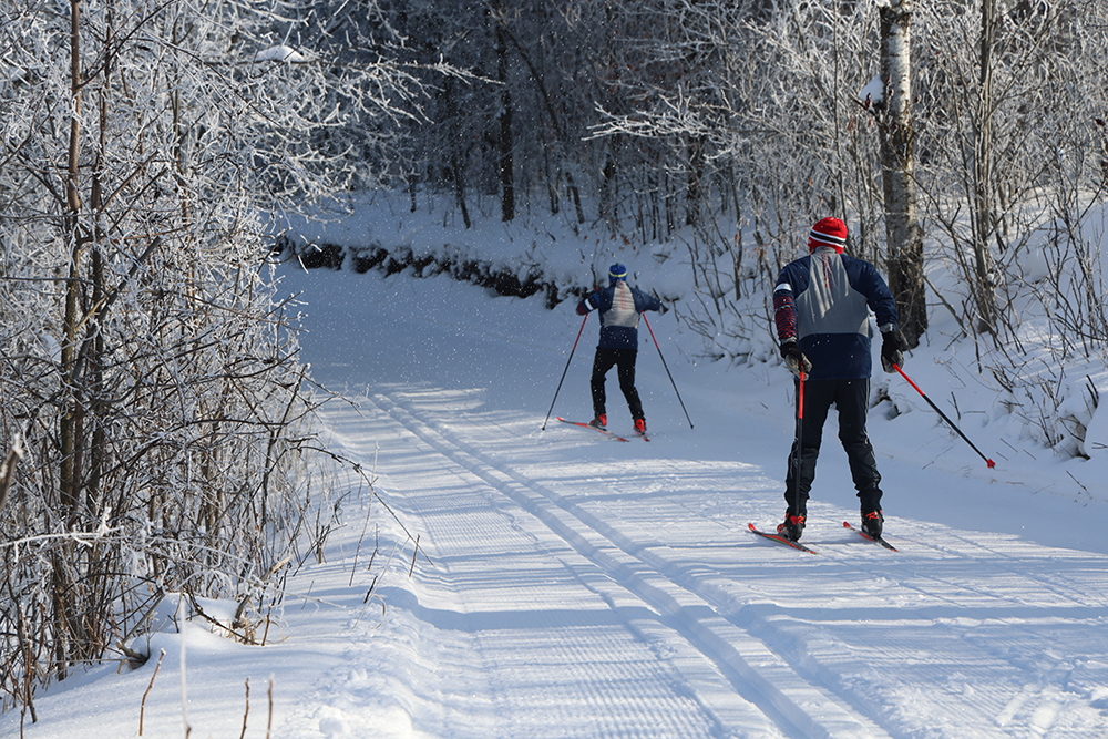 two cross country skiers