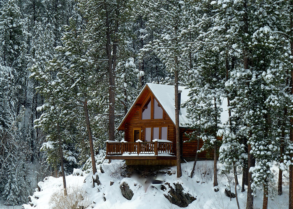 cabin in winter wonderland