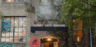 Awhirl in Art Visitors check out the Casket Arts Building, one of many Art-A-Whirl venues
